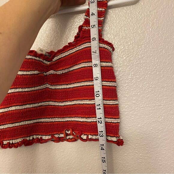 Billabong Sun Dreamer Red Striped Smocked Crop Top cotton modal Tank Y2K- S - Picture 5 of 9